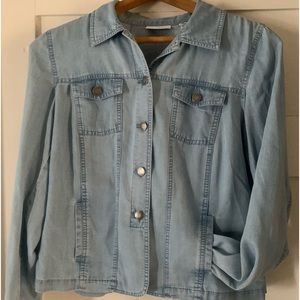 Super soft blue Jean material has a matching skirt available in closet as well